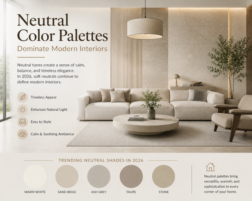 Neutral Color Palettes Dominate Modern Interiors in 2026