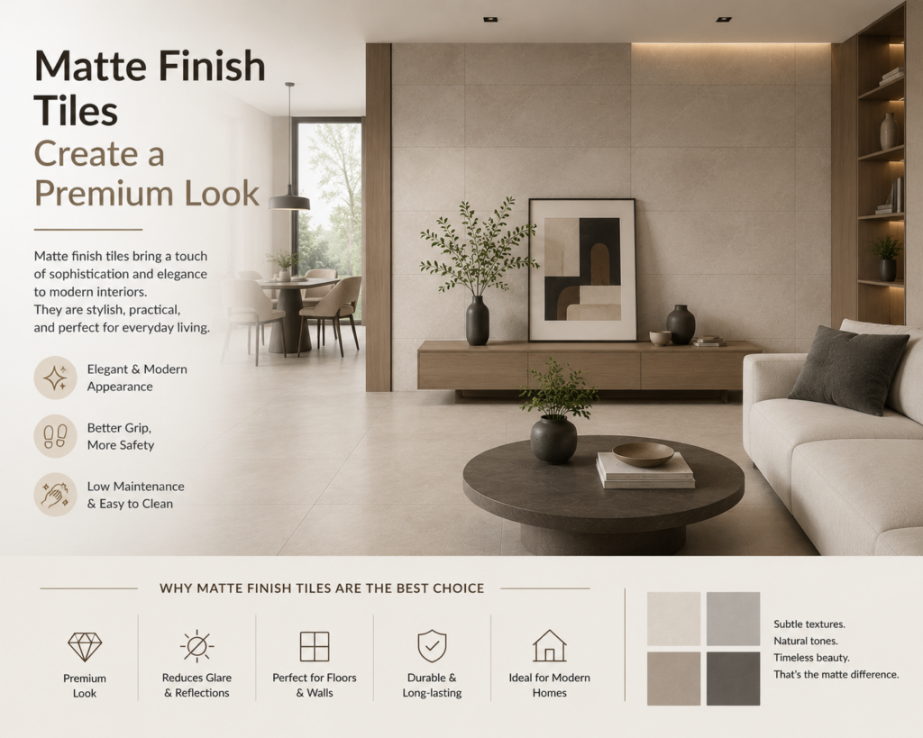 Matte Finish Tiles Create a Premium Look in Modern Interiors