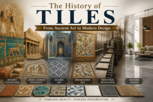 timeline of tile history from ancient civilizations to modern tile design showing evolution of styles and materials