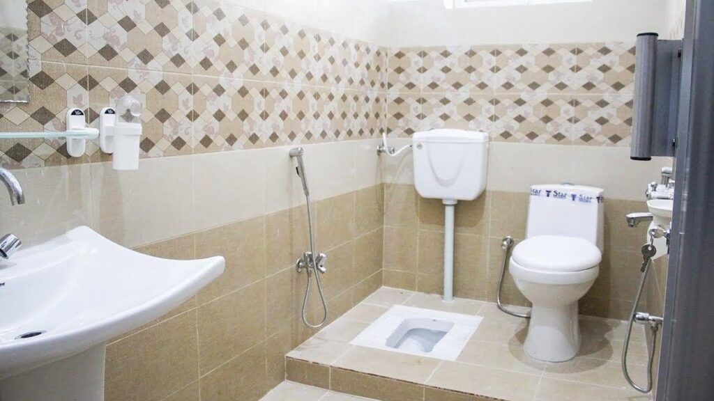 Modern Indian style toilet installed in a clean and contemporary bathroom